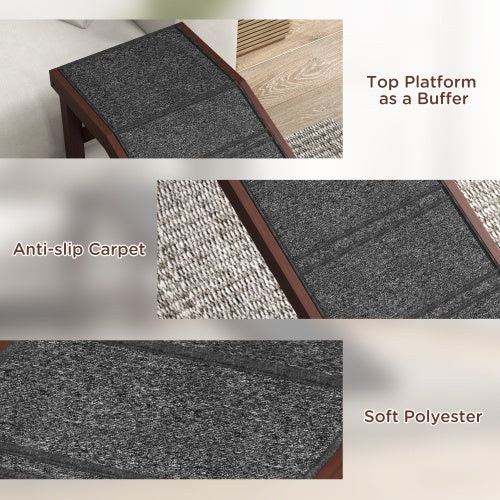 PawHut Dog Ramp for Bed - Non-Slip Carpet Pet Ramp 74x16x25