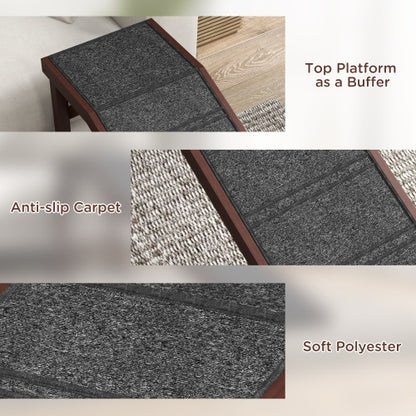 PawHut Dog Ramp for Bed - Non-Slip Carpet Pet Ramp 74x16x25