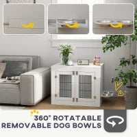 Dog Crate - Furniture Style with Rotating Bowls