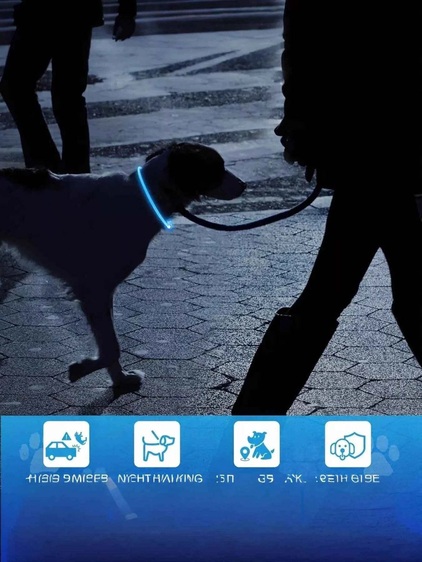 USB Rechargeable Cuttable Full Glow LED Pet Collar for Night Anti-Lost