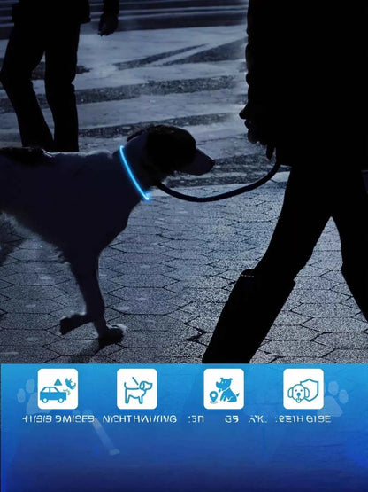 USB Rechargeable Cuttable Full Glow LED Pet Collar for Night Anti-Lost