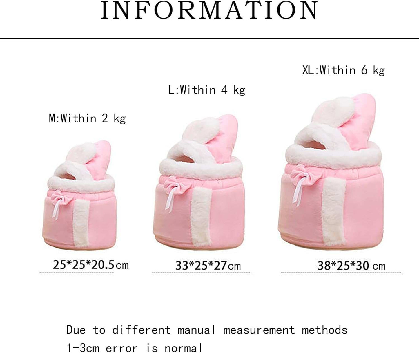 Pink Carrier Backpack Bag for Pets in three sizes, ideal for travel and comfort
