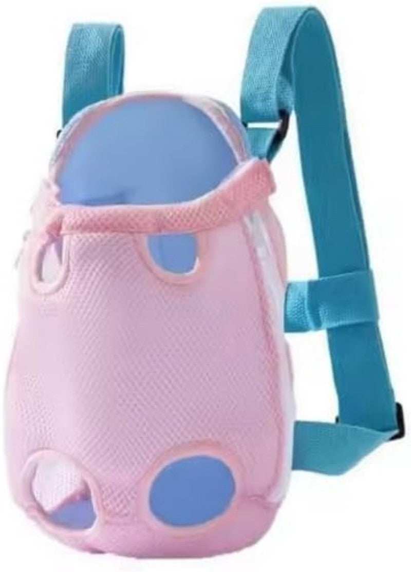Pink Carrier Backpack with Leg Holes for Small Pets with Adjustable Straps and Breathable Mesh