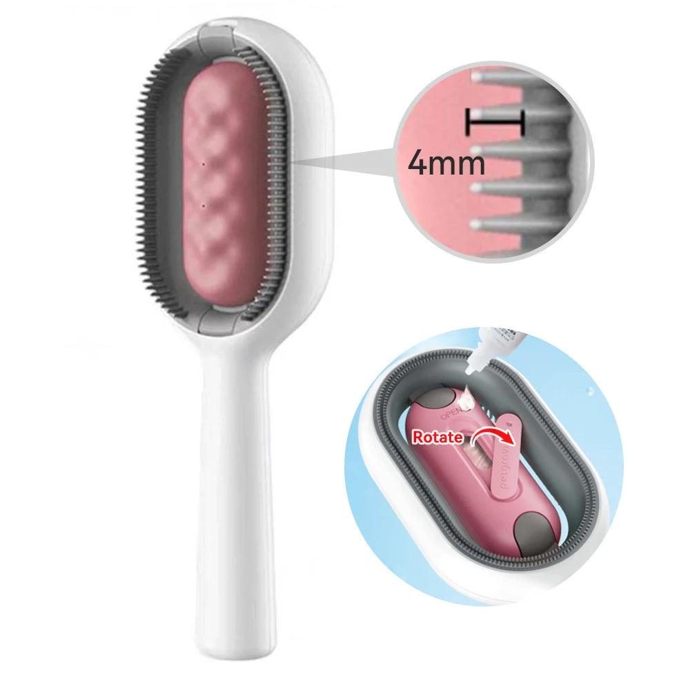 Wefulfil Cat Grooming Brush with 4mm bristles and rotating mechanism for effective pet grooming