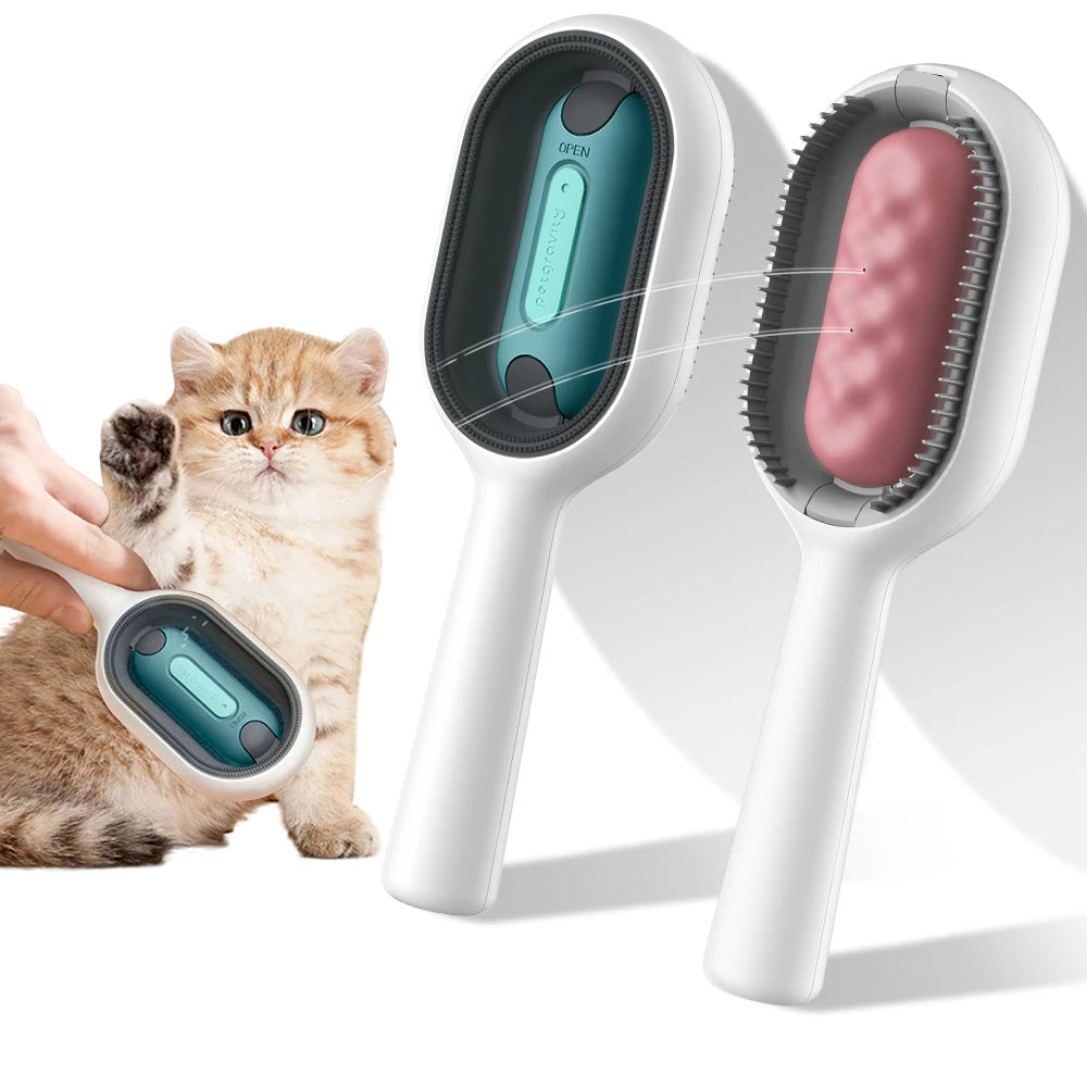 Wefulfil cat grooming brush with self-cleaning design and soft bristles for gentle pet care
