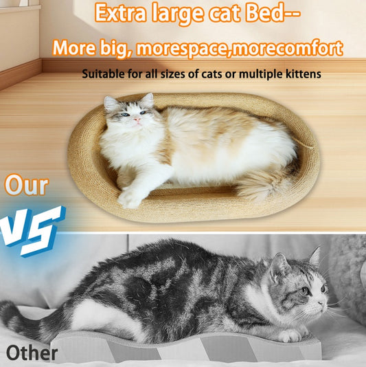 Wefulfil cat scratching board shaped as an extra large bed providing more space and comfort for cats