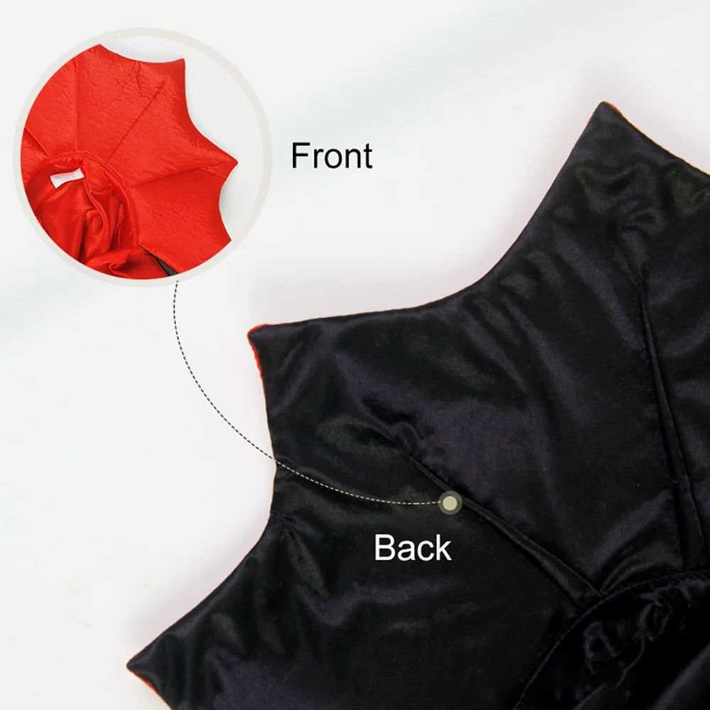 Cat Vampire Costume in Black and Red with Front and Back View for Pet Halloween Outfits