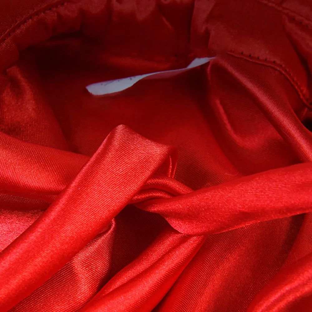 Inside view of a Cat Vampire Costume with soft red fabric for pet Halloween dress-up