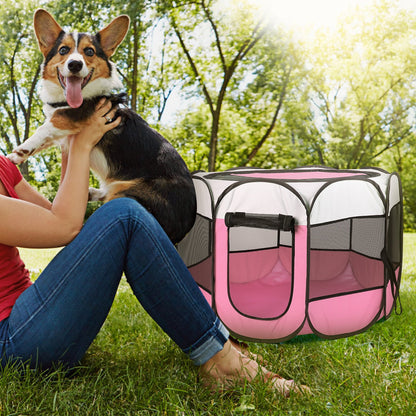 Portable Foldable Pet Tent - 8-Panel Exercise Pen with Dual Zippers