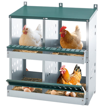 4-Compartment Metal Chicken Nesting Box - Wall Mount