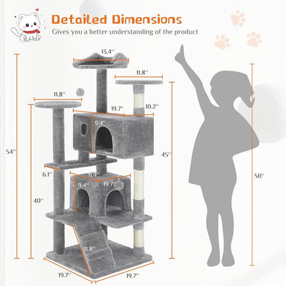54 Inch Multi-Level Cat Tree Tower