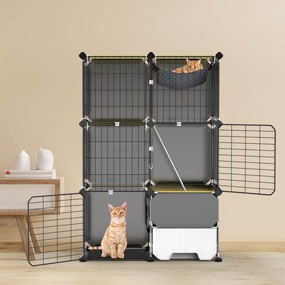 3 Tier Cat Cage Indoor With Litter Box Hammock Detachable Metal Wire Cat Kennel Cat House Cat Enclosure With Ladder For 1-2 Kittens - Purrfect Pet Haven
