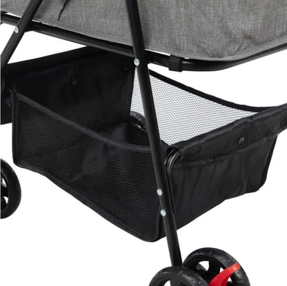 Foldable Pet Stroller, Small Dog Cat Stroller With Storage Basket For Small Puppies, Gray And Black