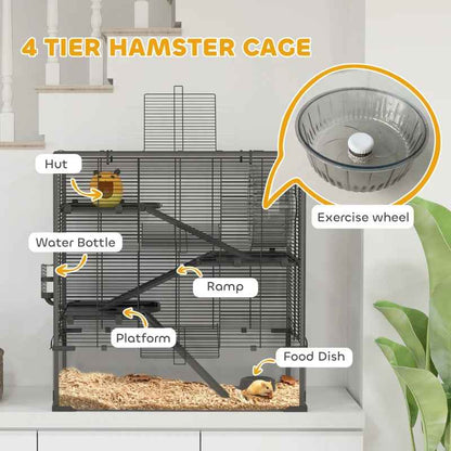 Large Hamster Cage - 4 Tier Deep Tempered Glass Bottom