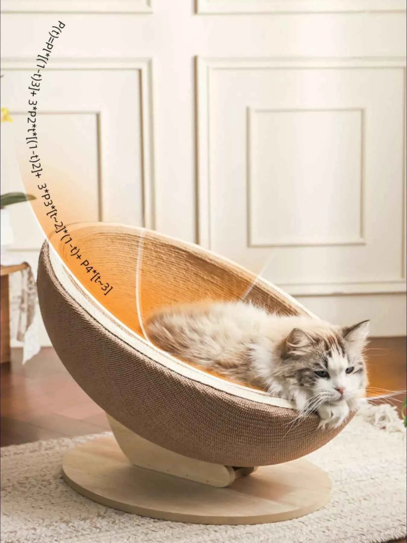 Cat Scratcher Nest Bed - Semi-enclosed with Hemp Rope