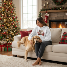 Christmas Puppies white hoodie lifestyle scene