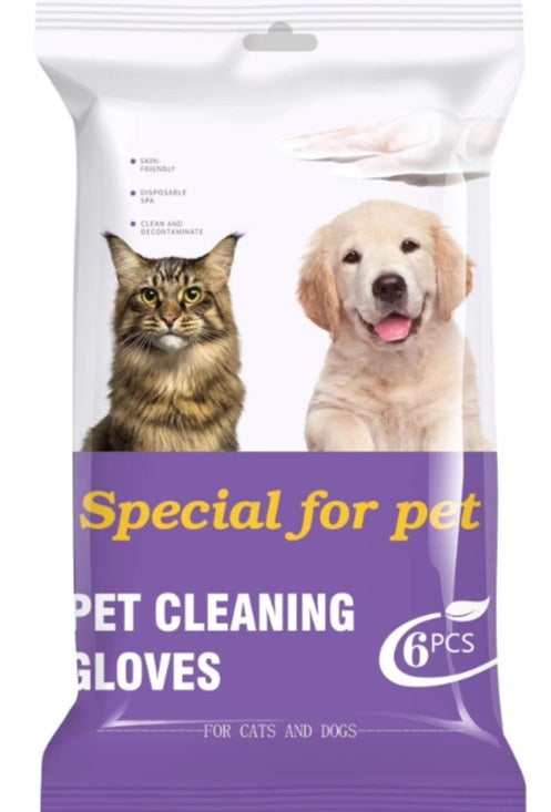 Wefulfil Coconut Oil Grooming Wipes pet cleaning gloves pack with cat and dog images