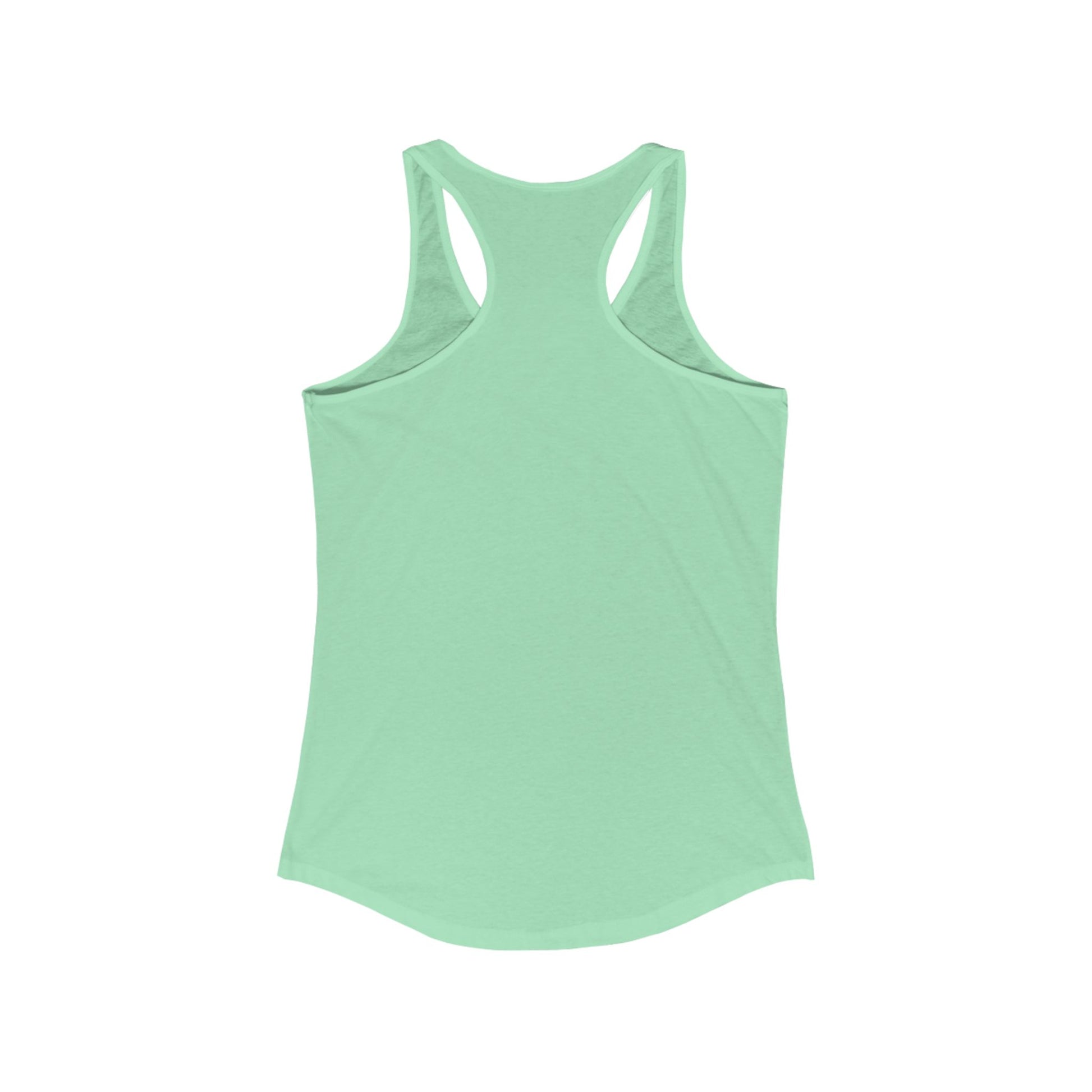 Light green Coffee Dog Lover's Racerback Tank by Printify showing back view with sleeveless design