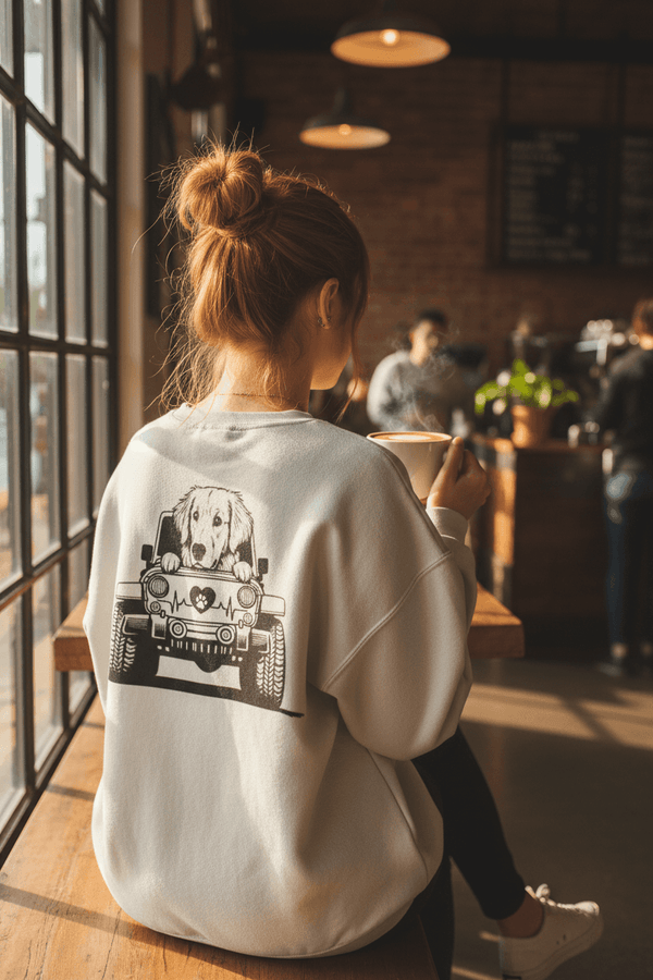 Golden Retriever Jeep Sweatshirt - Dog Lover's Heavy Blend - Purrfect Pet Haven