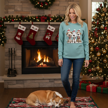 Comfort Colors Whimsy Holiday Pups - Seafoam - Fireplace Cozy