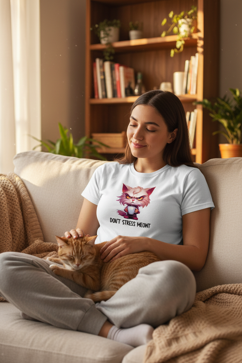 Comfort Stress Meowt Tee lifestyle image - slot 0
