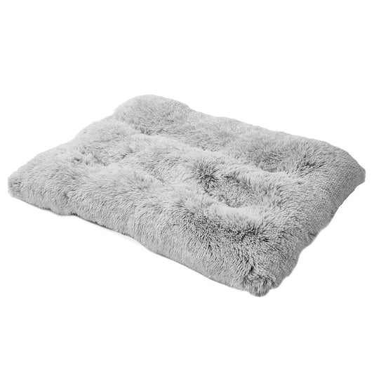 Wefulfil Gray Pet Bed plush faux fur rectangular cushion for small dogs and cats cozy mat