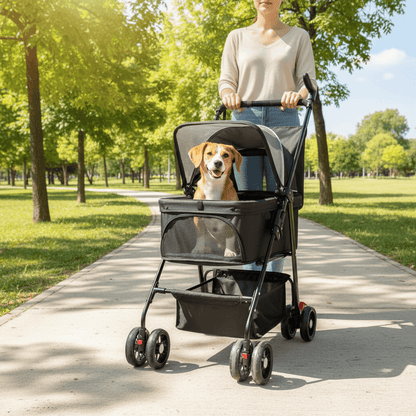 Pet Stroller - 4-Wheel Foldable Carrier for Dogs & Cats - Purrfect Pet Haven