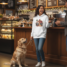 Cozy Couple & Golden Retriever Hoodie - White - Lifestyle Image