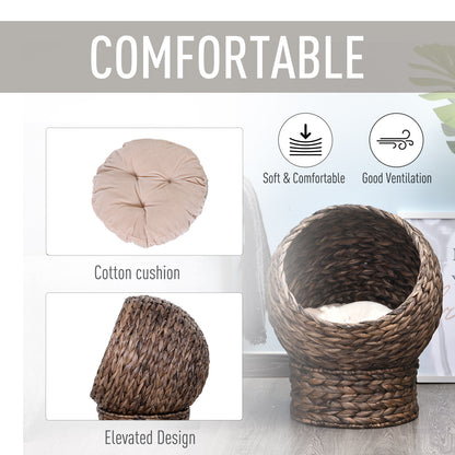 Wefulfil Cozy Wicker Pet Bed Dome with elevated design and soft cotton cushion for comfortable pet rest