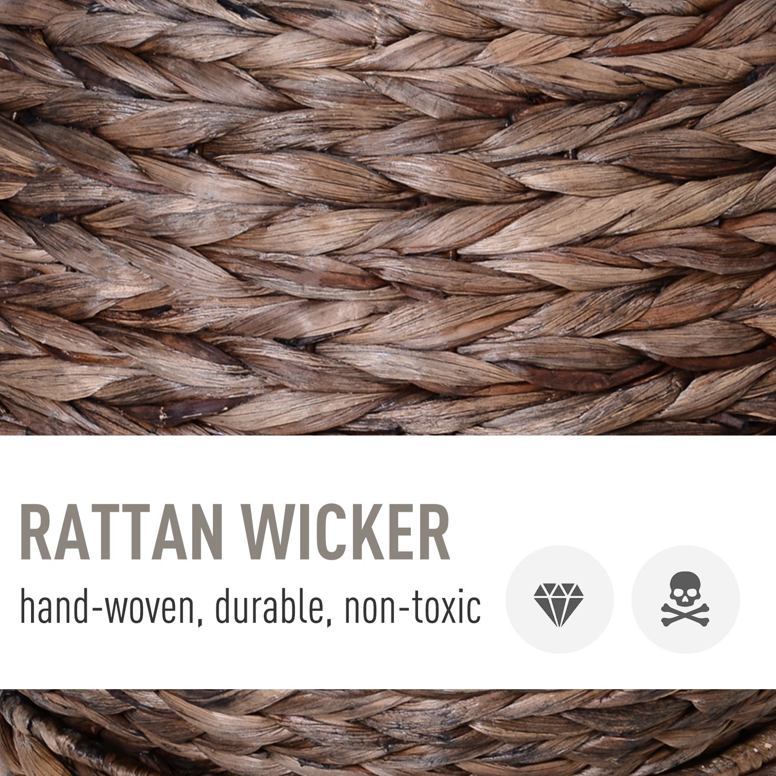 Close-up of hand-woven rattan wicker showcasing durable and non-toxic material for Cozy Wicker Pet Bed Dome