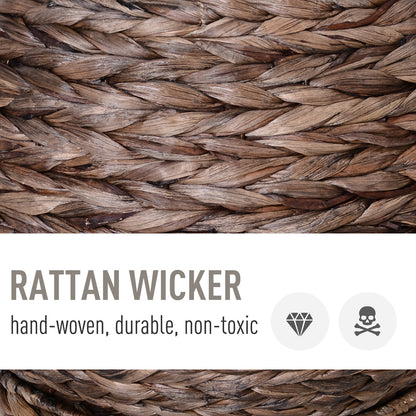 Close-up of hand-woven rattan wicker showcasing durable and non-toxic material for Cozy Wicker Pet Bed Dome