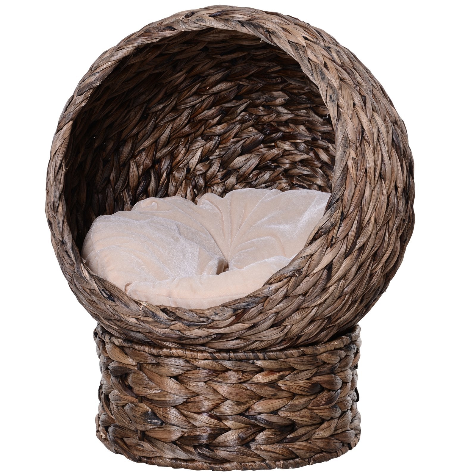 Wefulfil Cozy Wicker Pet Bed Dome with soft cushion for small pets comfort