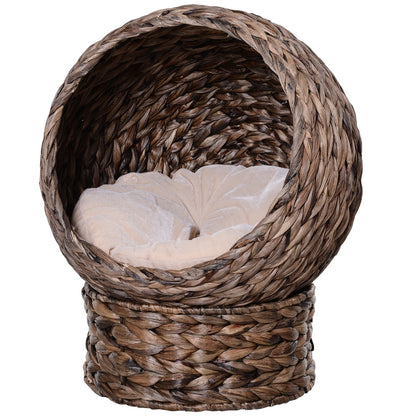 Wefulfil Cozy Wicker Pet Bed Dome with soft cushion for small pets comfort