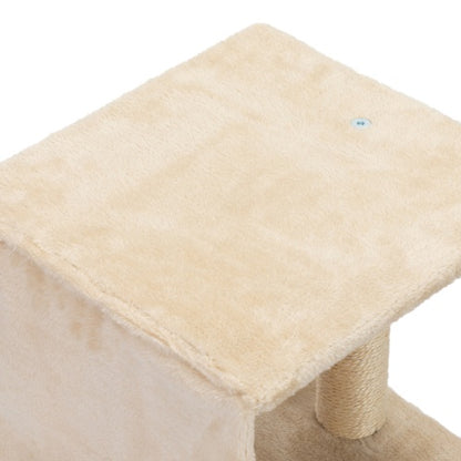 Wefulfil wall mounted cat tree beige plush platform with sisal scratching post and cozy perch