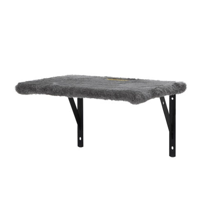Wefulfil wall mounted cat tree gray faux fur shelf with black steel brackets for cat perching and resting