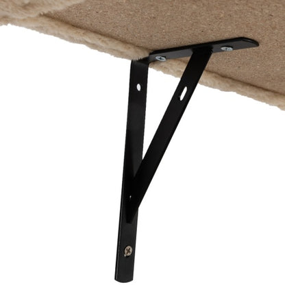Wefulfil wall mounted cat tree metal support bracket under beige carpeted shelf for stability