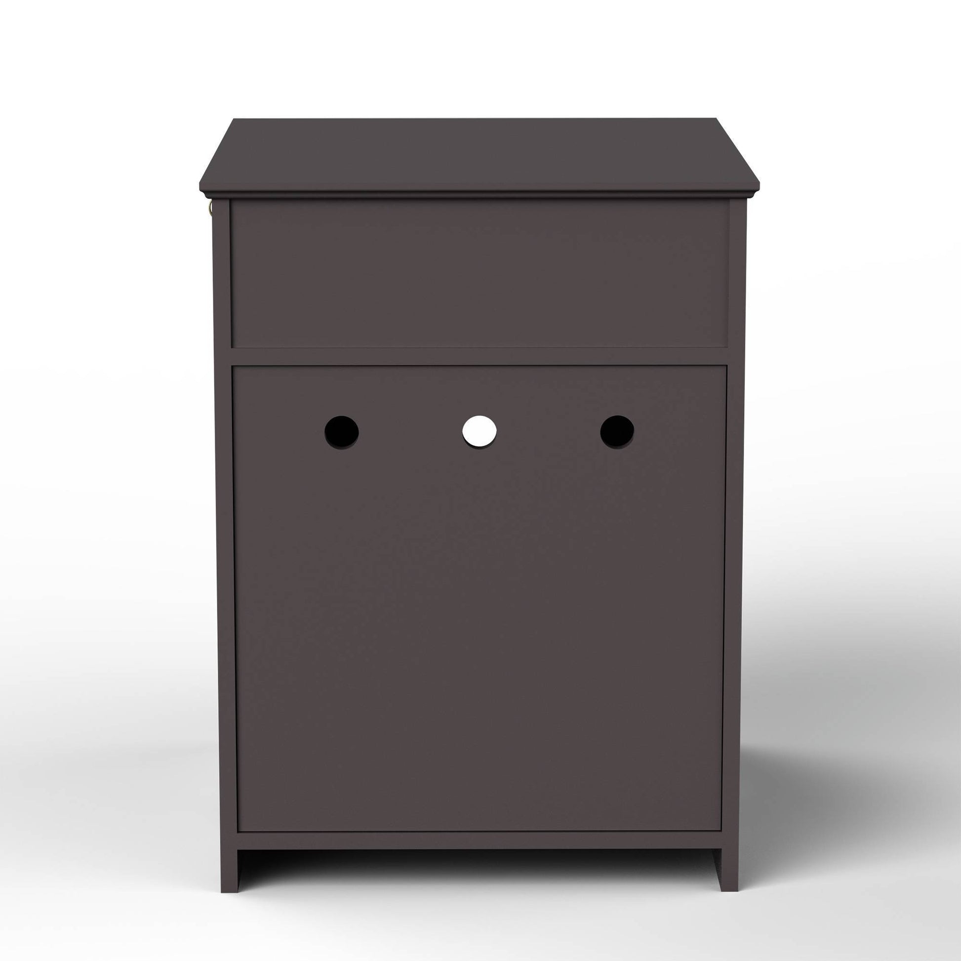 Wefulfil wooden cat litter box enclosure in dark brown cabinet with three entry holes and top access