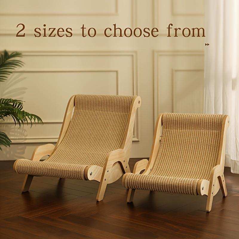 Wefulfil Curved Wooden Pet Lounge Chair available in two sizes with natural wood frame and woven seat