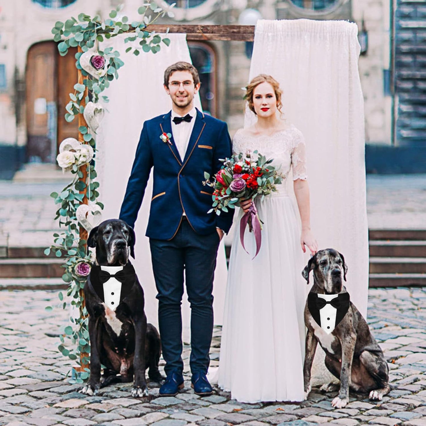 Dog Tuxedo Suit With Bow Tie And Bandana Adjustable Formal Costumes For Small, Medium, Large Dogs Perfect For Weddings Birthdays