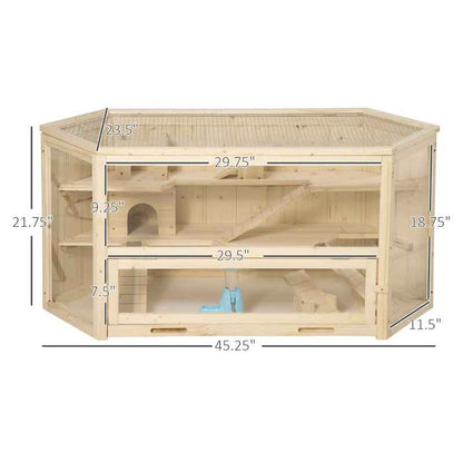 Large Wooden Hamster Cage -  3 Tier Playhouse with Tray
