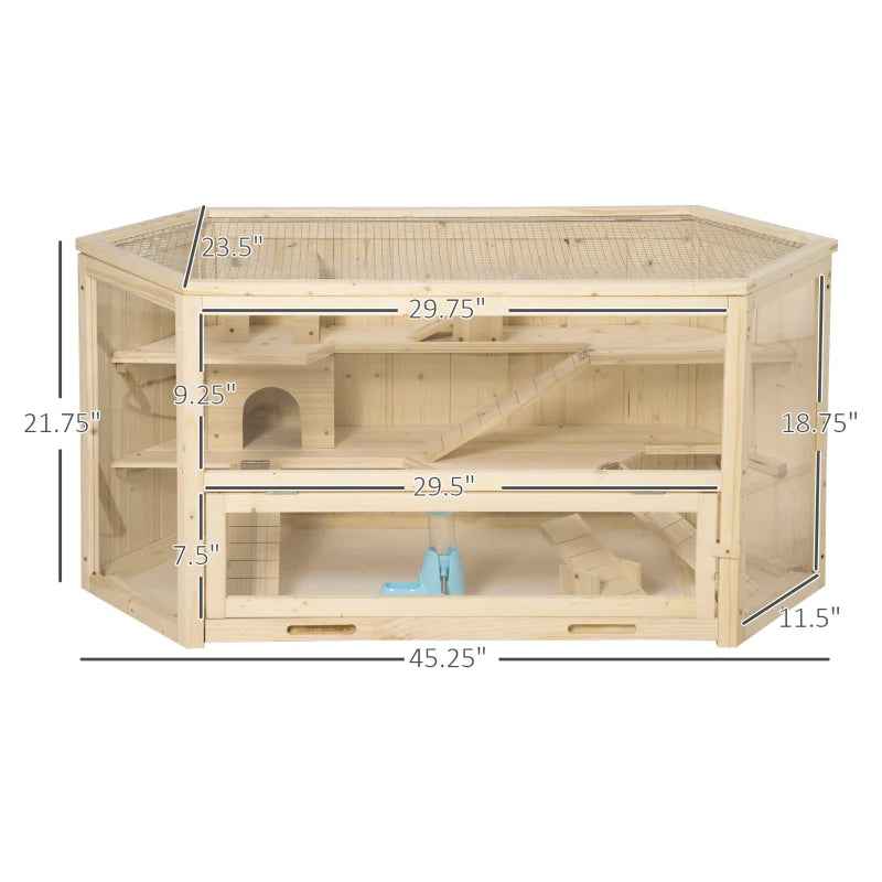 Large Wooden Hamster Cage -  3 Tier Playhouse with Tray