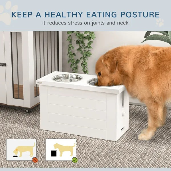 Elevated Dog Bowls - Slow Feeder with Storage for Large Dogs - Purrfect Pet Haven