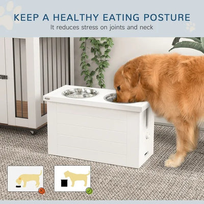 Elevated Dog Bowls - Slow Feeder with Storage for Large Dogs - Purrfect Pet Haven