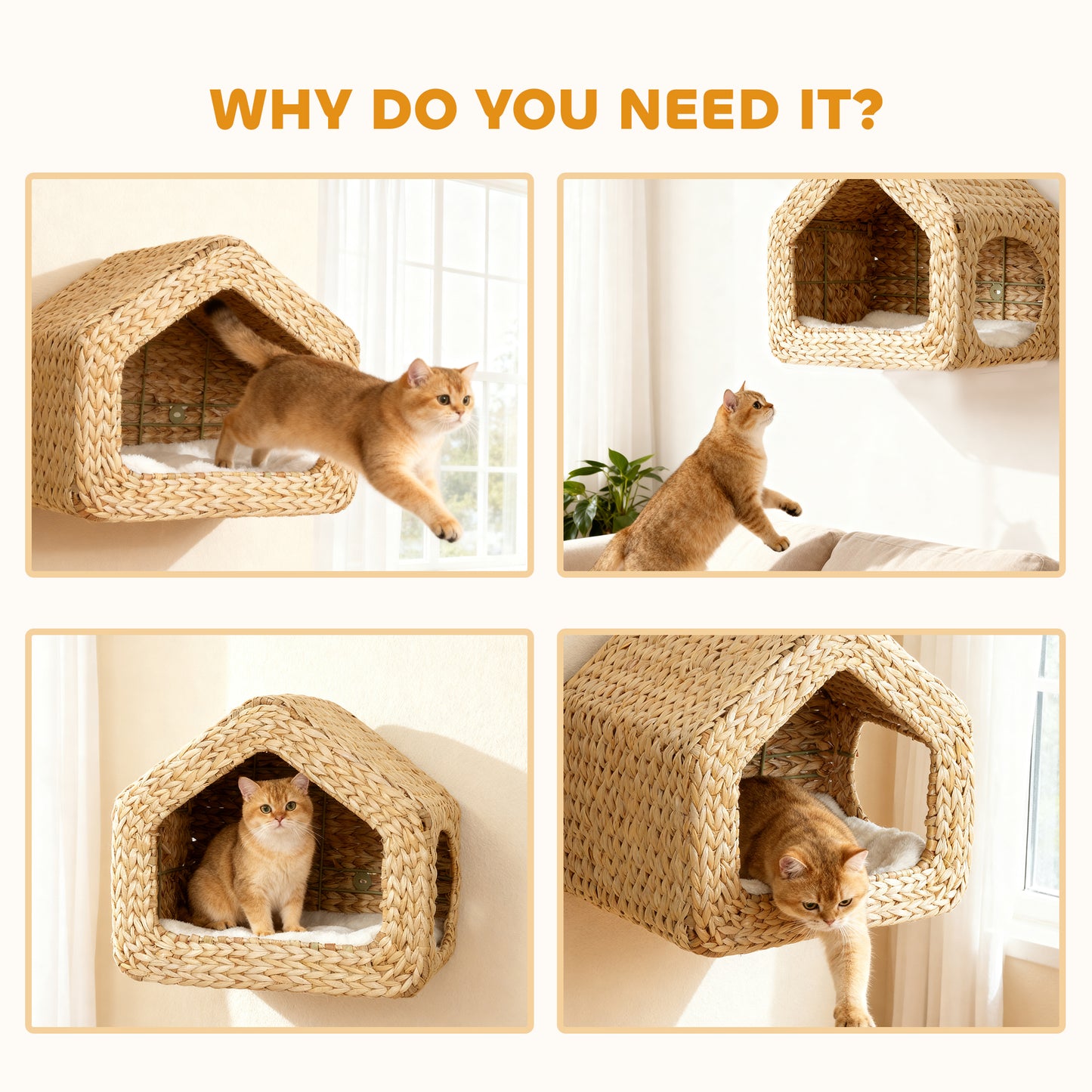 Seagrass Sky Pod - Wall Mounted Cat Hideaway