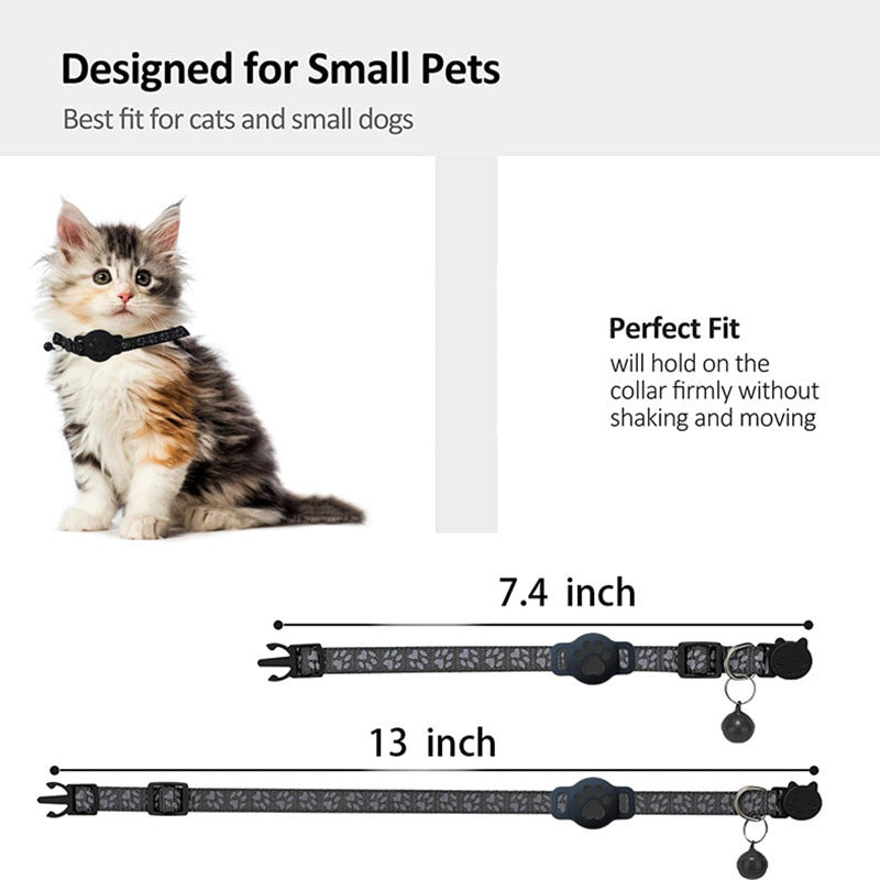 Paw Prints Tracker - Cat Collar with AirTag Holder - Purrfect Pet Haven