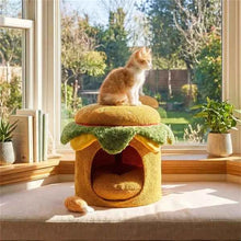 Cat Bed Cheeseburger Shape - Novelty House With Plush Toy