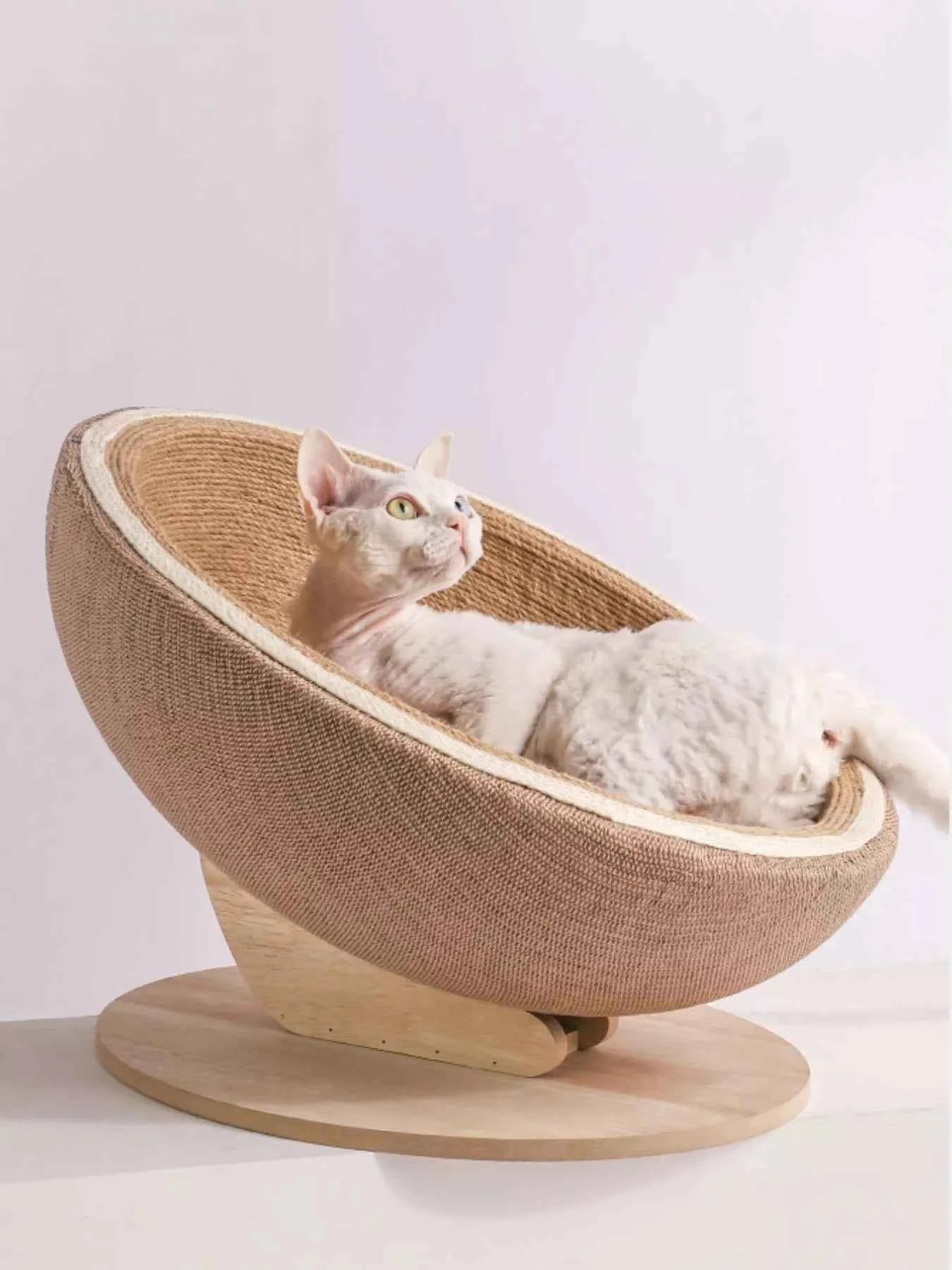 Cat Scratcher Nest Bed - Semi-enclosed with Hemp Rope