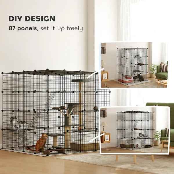 55-Inch Cat Enclosure - 4-Level Indoor Cage for 1-3 Cats - Purrfect Pet Haven