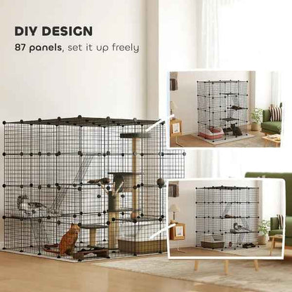 55-Inch Cat Enclosure - 4-Level Indoor Cage for 1-3 Cats - Purrfect Pet Haven