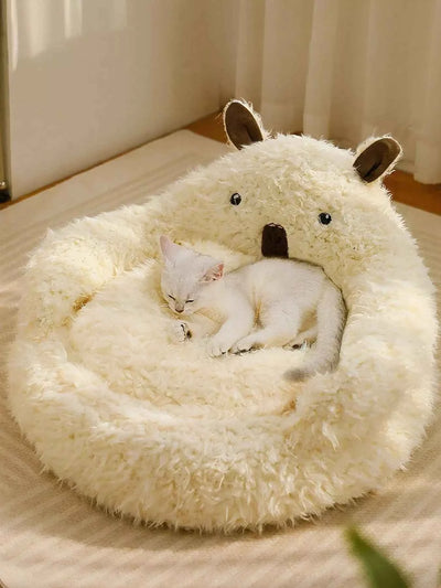 Cozy Bear-Shaped Plush Pet Nest